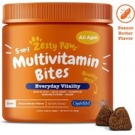[아마존 핫딜] Zesty Paws Multivitamin for Dogs - Glucosamine & Chondroitin + MSM for Hip & Joint + Arthritis - Fish Oil for Skin & Coat + Digestive Enzymes & Probiotics + CoQ10 Dog Vitamins - Peanut Butter