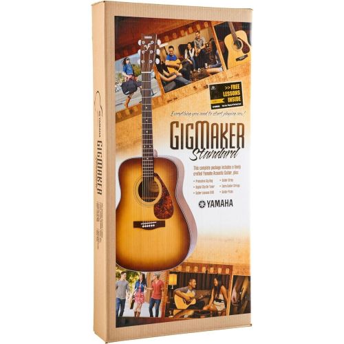 야마하 Yamaha Gigmaker Standard Acoustic Guitar w Gig Bag, Tuner, Instructional DVD, Strap, Strings, and Picks - Sunburst