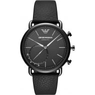 Emporio+Armani Emporio Armani Mens Hybrid Smartwatch Quartz Stainless Steel and Leather Smart Watch, Color:Brown (Model: ART3029)