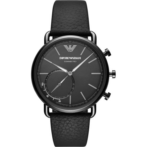  Emporio+Armani Emporio Armani Mens Hybrid Smartwatch Quartz Stainless Steel and Leather Smart Watch, Color:Brown (Model: ART3029)