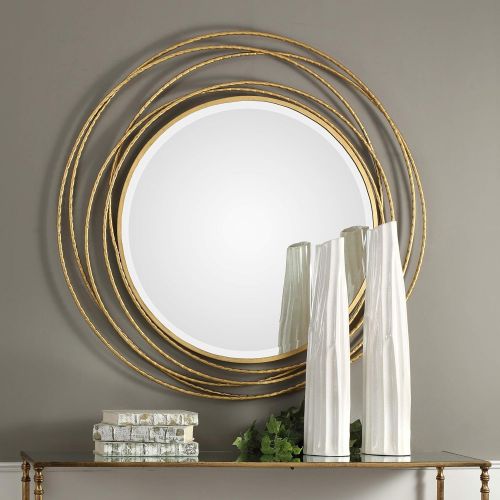 Uttermost Round Wall Mirror in Metallic Gold