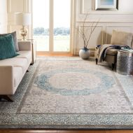 Safavieh Sofia Collection SOF365A Vintage Light Grey and Blue Center Medallion Distressed Area Rug (9 x 12)