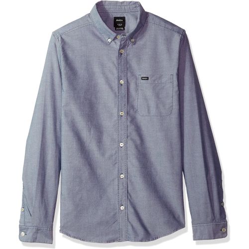 RVCA Mens Long Sleeve Button Down Slim Fit Oxford Woven Shirt