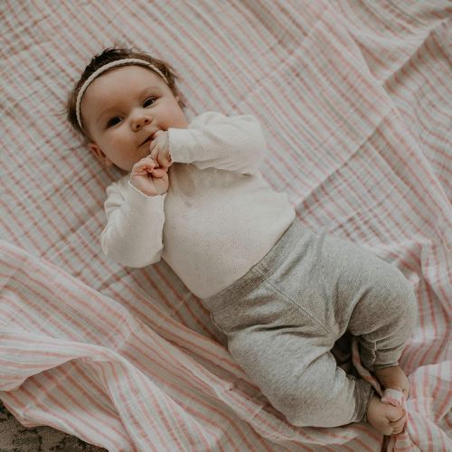  Parker Baby Co. Parker Baby Swaddle Blankets - 3 Pack of 100% Cotton Muslin Swaddle Blankets for Baby Girls -Blossom Set