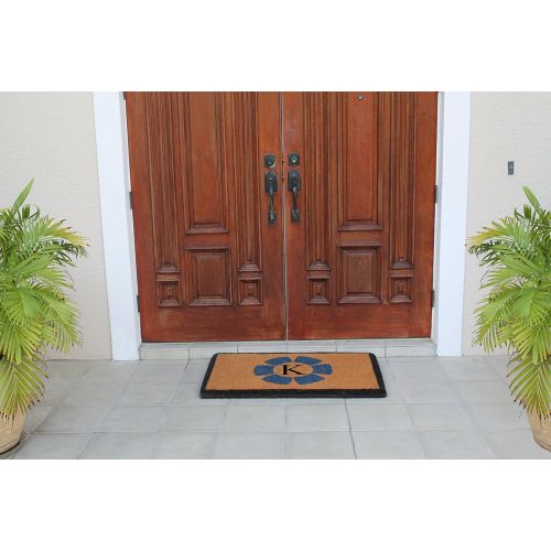  A1 Home Collections FM2005K First Impression Handwoven Floella Monogrammed Entry Doormat, Large Double Door, 24 L x 39 W
