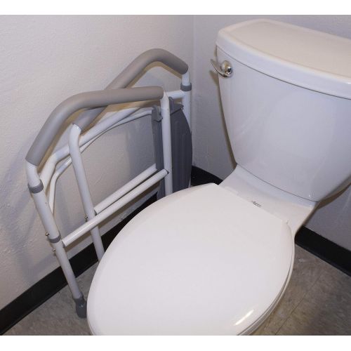  RMS Royal Medical Solutions, Inc. Toilet Safety Frame & Rail | Folding & Portable Bathroom Safety Handrail Grab Bar | Adjustable Height (White)
