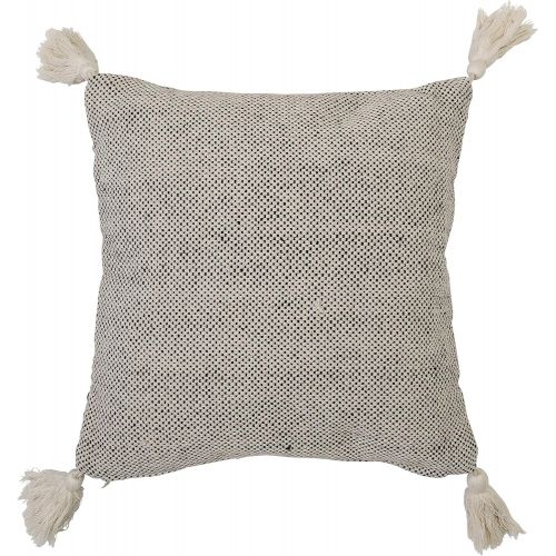  Bloomingville A14208522 Beige Square Cotton Pillow with Corner Tassels