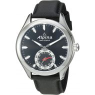 Alpina Horological Smartwatch Mens Fitness Watch - 44mm Black Face Swiss Quartz 2 Year Battery Life Running Watch - Black Leather Band Water Resistant Sleep Monitor Activity Tracke