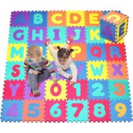 [아마존베스트]Click N Play, Alphabet and Numbers Foam Puzzle Play Mat, 36 Tiles (Each Tile Measures 12 X 12 Inch for a Total Coverage of 36 Square Feet)