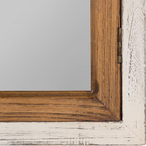  Kate and Laurel Boldmere Wood Windowpane Arch Mirror, 28x44, Rustic Brown/White