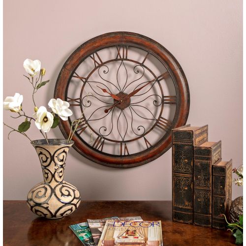  Imax IMAX 1003 Oversized Wall Clock - Open Back Round Wall Clock, Analogue Clock for Hotel, Living Room, Dining Room. Modern Wall Clocks