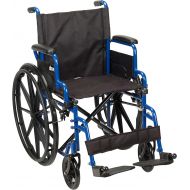 Drive Medical Blue Streak Wheelchair with Flip Back Desk Arms, Swing Away Footrests, 18 Seat