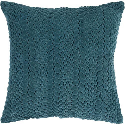  Surya P-0279 Hand Crafted 100% Cotton Teal Green 18 x 18 Solid Decorative Pillow