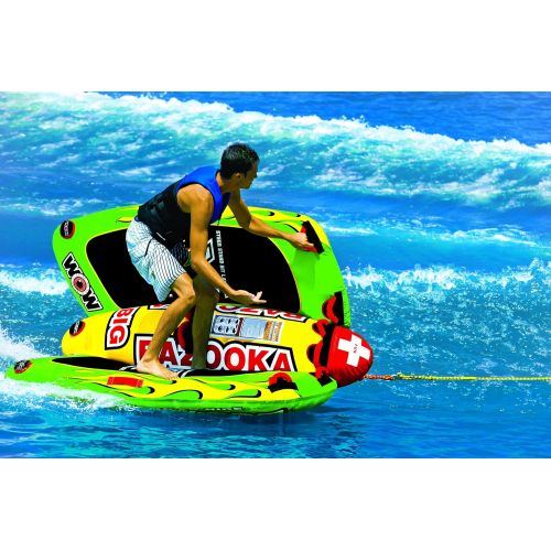  [아마존베스트]WOW Sports Wow World of Watersports 13-1010, Big Bazooka 1 to 4 Person, Inflatable Towable Deck Tube, Steerable