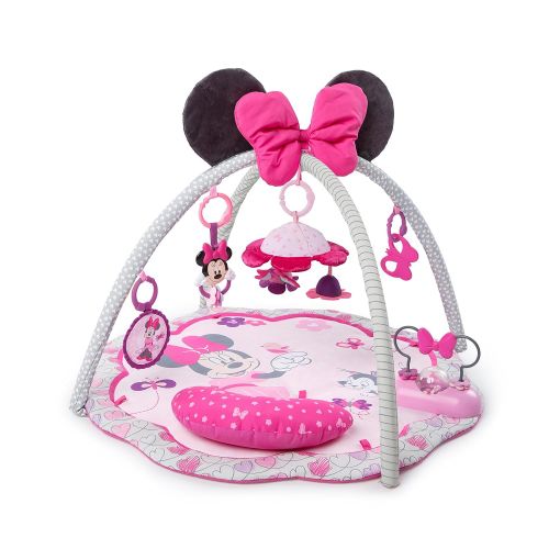 브라이트스타트 Bright Starts Disney Baby Minnie Mouse Garden Fun Activity Gym Play Mat with Melodies, Ages Newborn +
