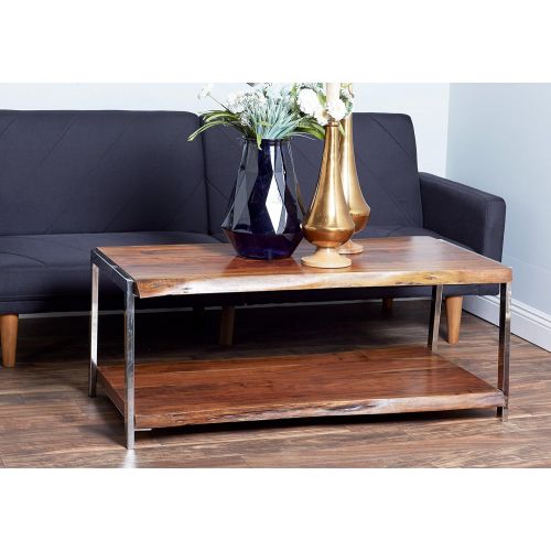  Deco 79 28781 Coffee Table, 47 W x 24 D x 20 H, Brown/Silver
