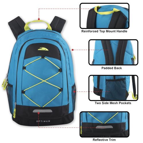  Trail maker Optimum Sporty Backpacks with Reflector & Bungee Cords for Mountain Climbing, Hiking, Camping, School
