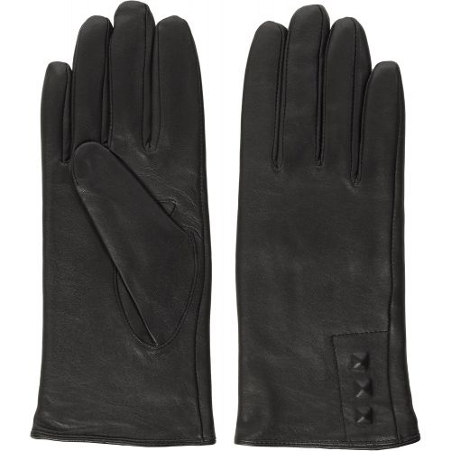  ISOTONER Isotoner Womens Leather Glove with Covered Stud Detail Fleece Lined