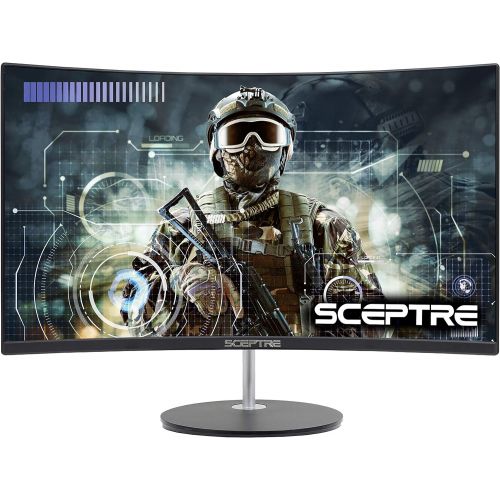  Sceptre 24 Curved 75Hz Gaming LED Monitor Full HD 1080P HDMI VGA Speakers, VESA Wall Mount Ready Metal Black 2019 (C248W-1920RN)