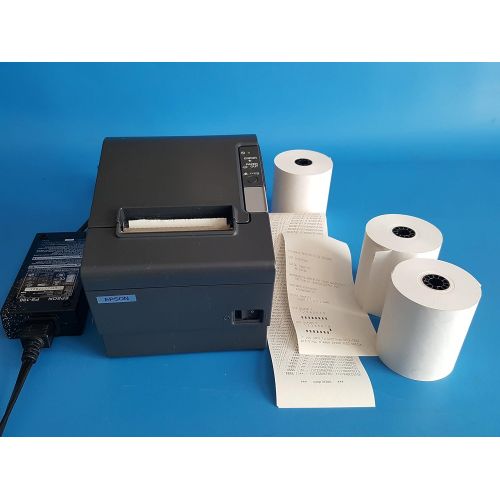 엡손 Epson TM-T88IV Model M129H - Dark Gray POS Thermal Receipt Printer USB Port With Epson PS-180 Power Supply & 3 Rolls Of Receipt Paper -
