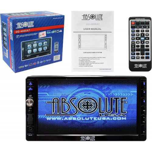  Absolute USA DD-4000AT 7-Inch Double Din Multimedia DVD Player Receiver with Touch Screen System Display and Detachable Front Panel Built-In Analog TV Tuner with SDUSB Slot