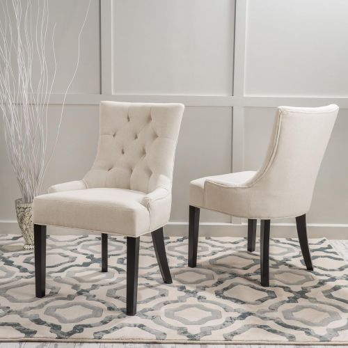  Christopher Knight Home 295013 Hayden Tufted Fabric DiningAccent Chair (Set of 2), Beige