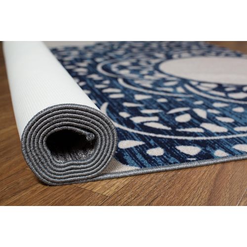  Rugshop Contemporary Large Floral Non-Slip (Non-Skid) Area Rug 20 X 30 Blue