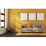 Adesso 5118-22 Domino Arc 3-Light Floor Lamp, Smart Outlet Compatible, 33 x 45 x 84, Satin Steel
