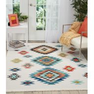 Nourison Tribal Decor TRL07 Traditional Colorful White Area Rug 6 Feet 7 Inches by 9 Feet 7 Inches, 67X97