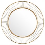 Rivet Modern Round Iron Circle Metal Hanging Wall Mirror, 27.75 Diameter, Gold Finish