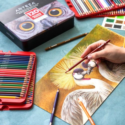  [아마존 핫딜] ARTEZA Colored Pencils, Professional Set of 120 Colors, Soft Wax-Based Cores, Ideal for Drawing Art, Sketching, Shading & Coloring, Vibrant Artist Pencils for Beginners & Pro Artis