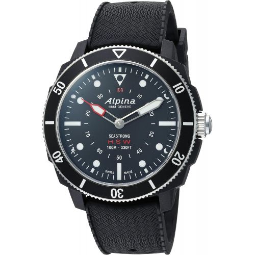  Alpina Mens Horological Smart Watch Quartz Stainless Steel and Rubber, Color:Black (Model: AL-282LBB4V6)