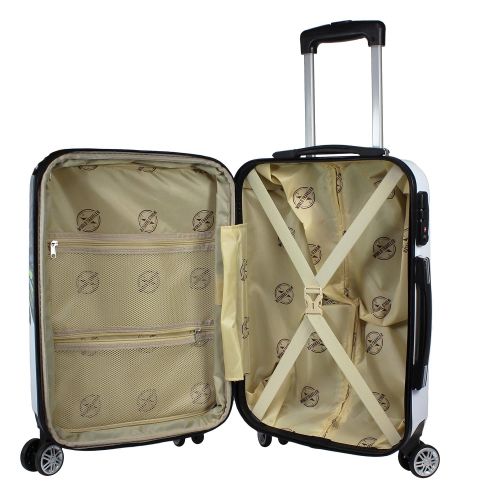  World Traveler 4-Piece Hardside Upright Spinner Luggage Set, Butterfly