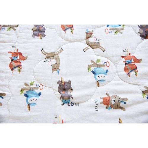  J-pinno Animals Rabbit Bear Fox Owl Baby Nursery Muslin Cotton Bed Quilt Blanket Crib Coverlet 43.5 X 43.5 (Animals)