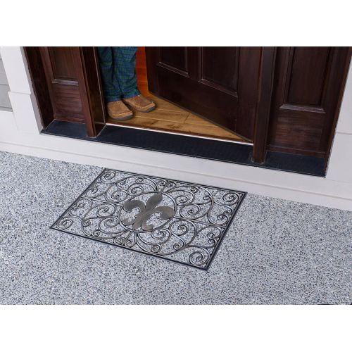  A1 Home Collections Rubber Grill Fleur-De-Lis Doormat, 18 L X 30 W