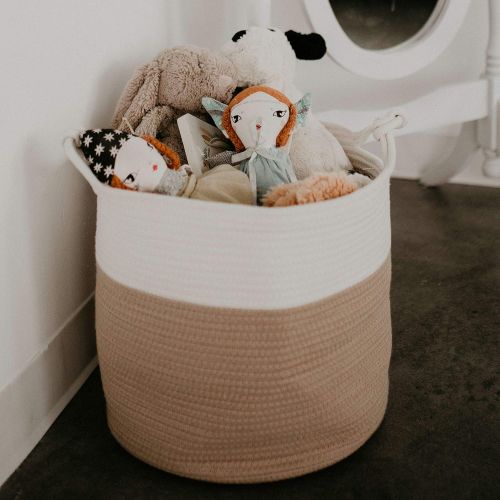  Parker Baby Co. Parker Baby Nursery Storage Basket - Rope Storage Bin and Organizer for Laundry, Toys and Baby Blankets