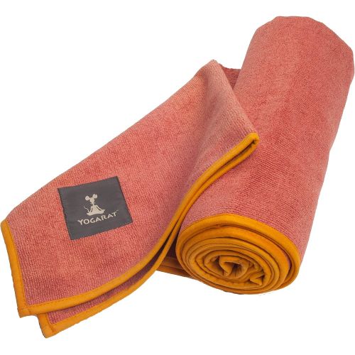  YogaRat HOT YOGA TOWEL: 100% durable, thick, super-absorbent microfiber. Offered in multiple mat-length sizes (26x72, 25 x 72 or 24 x 68) to lay on top of your yoga mat, for better