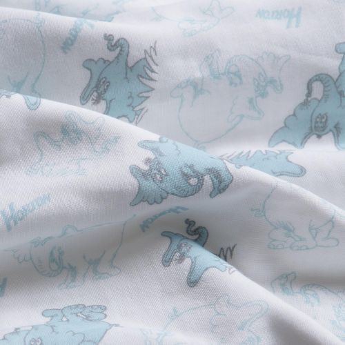  Trend Lab Dr. Seuss Horton Luxe Muslin Blanket, Blue/Gray/White