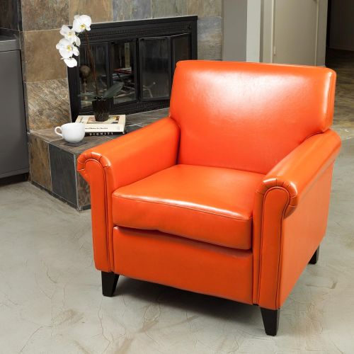  Great Deal Furniture Canton Orange Leather Club Chair