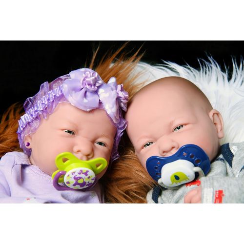  Doll-p Realistic Reborn Cute Babies Twins boy and Girl Preemie with Beautiful Accessories Anatomically Correct Washable Berenguer 14 Real Soft Vinyl Lifelike Pacifier Doll Super Combo Pri