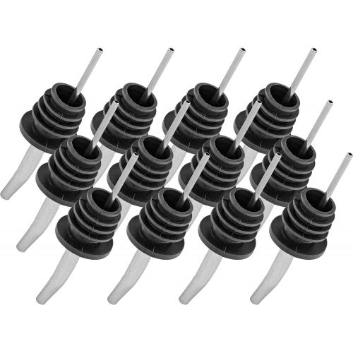  Southern Homewares Stainless Steel Free Flow Vented Pourer Wine Liquor Bottle Tapered Spout Rubber Stopper 12 Pack