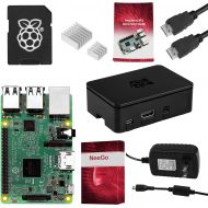 NEEGO Raspberry Pi 3 Complete Starter Kit, Black, 16GB Edition - Pi3 Model B Barebones Computer Motherboard 64bit Quad-Core CPU 1GB RAM, Black Pi3 Case, 2.5A Power Supply, 6FT HDMI