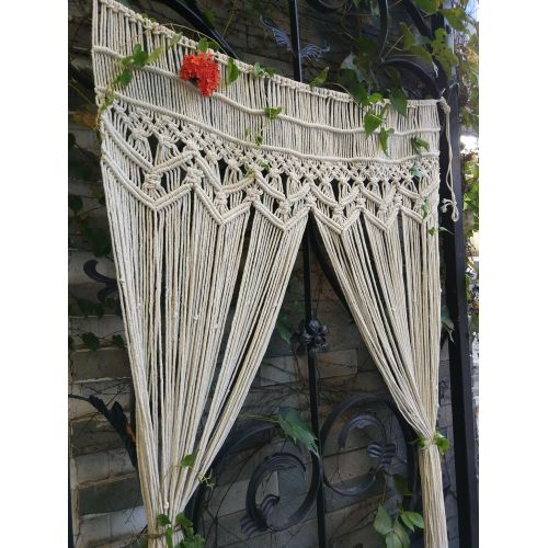  RISEON Macrame Wall Hanging Tapestry- Macrame Door Hanging,Room divider,macrame Curtains,Window Curtain, door curtains, wedding Backdrop Arch BOHO wall decor, 33.5W x 70L (without