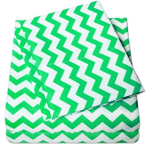  Sweet Home Collection 4 Piece 1800 Thread Count Egyptian Quality Deep Pocket Bed Sheet Set, King, Chevron Green