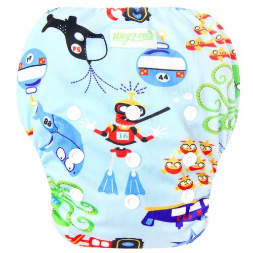  Wegreeco Baby & Toddler Snap One Size Adjustable Reusable Baby Swim Diaper (Diving,Ocean,Turtle,Small,3 Pack)
