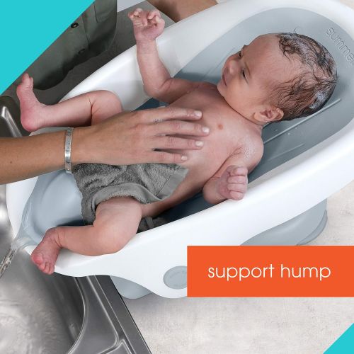 썸머인펀트 [아마존베스트]Summer Infant Summer Clean Rinse Baby Bather, Gray  Bath Support for Use on The Counter, in Bath Tub or in Sink, Bather Has 3 Reclining Positions and Soft, Quick-Dry Material  from Birth Until