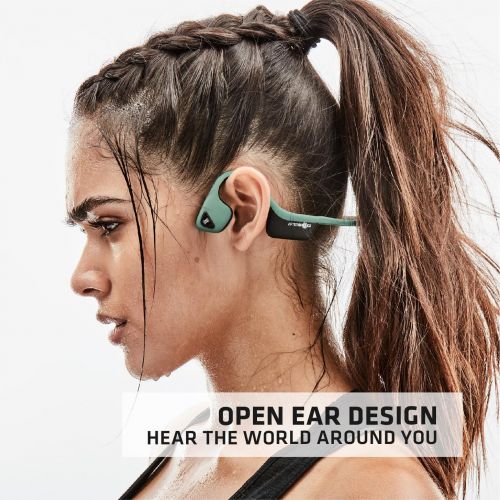  Aftershokz AfterShokz Trekz Air Open Ear Wireless Bone Conduction Headphones, Forest Green, AS650FG