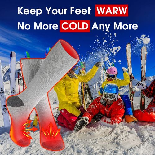  [아마존핫딜][아마존 핫딜] Autocastle Men Women Rechargeable Electric Heated Socks Battery Heat Thermal Sox,Sports Outdoor Winter Novelty Warm Heating Sock,Climbing Hiking Skiing Foot Boot Heater Warmer(Black/Grey/Navy