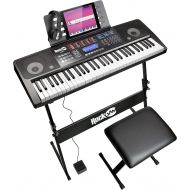 [아마존핫딜][아마존 핫딜] RockJam RJ761 61 Key Electronic Interactive Teaching Piano Keyboard with Stand, Stool, Sustain Pedal and Headphones (RJ761-SK)