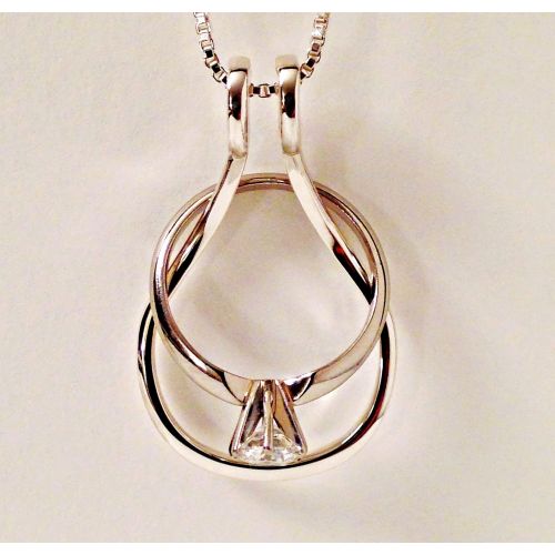  Ring Holder Necklace, CALI by Ali C Art, Made in USA, One Solid Piece No Open Ends No Soldered Areas, Handmade Sterling Silver Jewelry Wedding Engagement Love Gift for Her Wife Mot